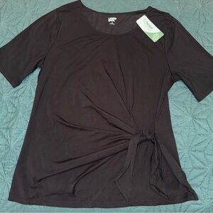 NWT women’s Lands' End Black T-Shirt Large L - tie detail, oversized